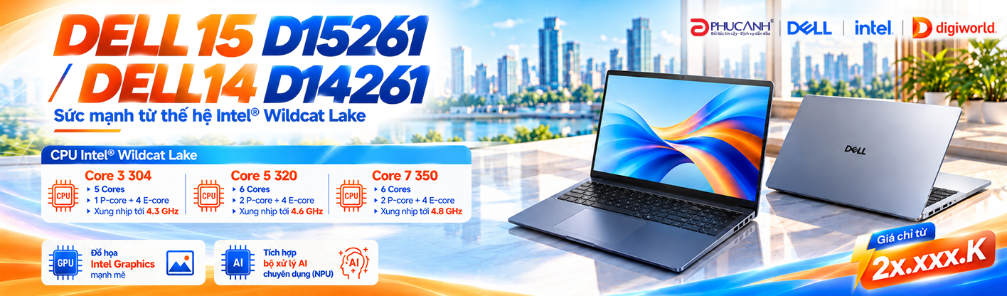 Laptop dell sức mạnh từ thế hệ intel