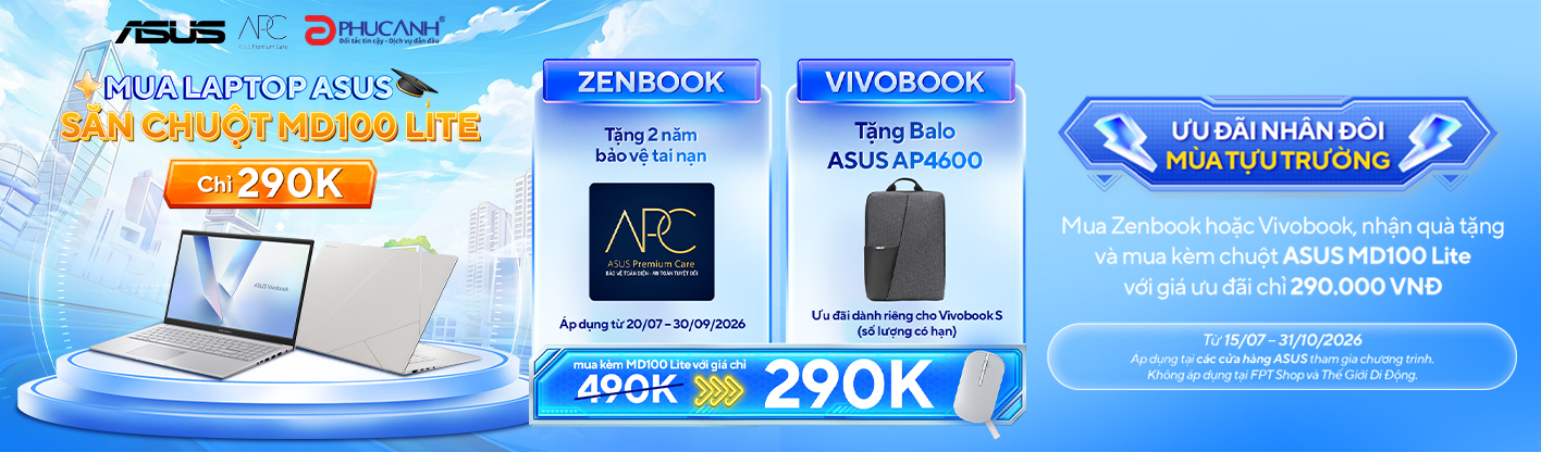 Mua laptop Asus - sắm chuột MD100 lite