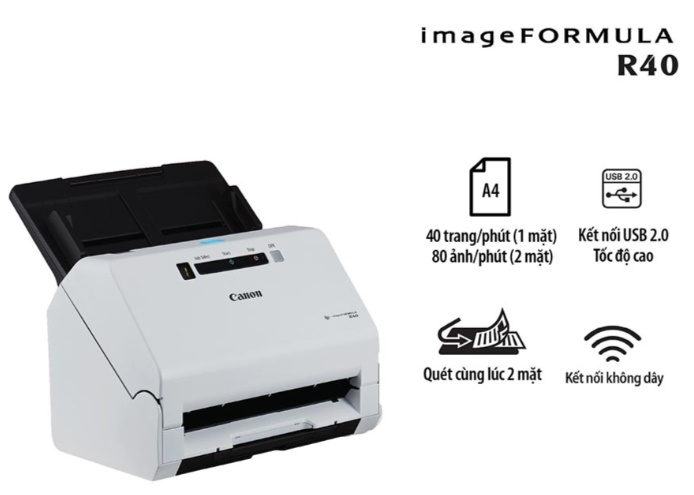 Máy Scan Canon R40 (A4/A5/ Đảo mặt/ ADF/ USB) 