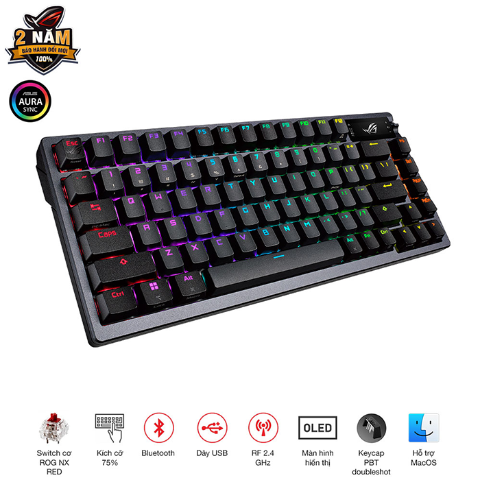 B&agrave;n ph&iacute;m cơ Asus ROG Azoth Wireless NX Snow