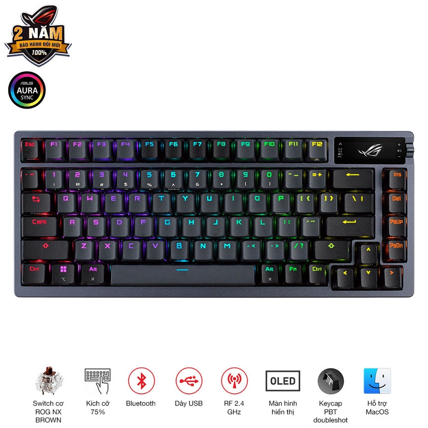 B&agrave;n ph&iacute;m cơ Asus ROG Azoth Wireless NX Brown switch