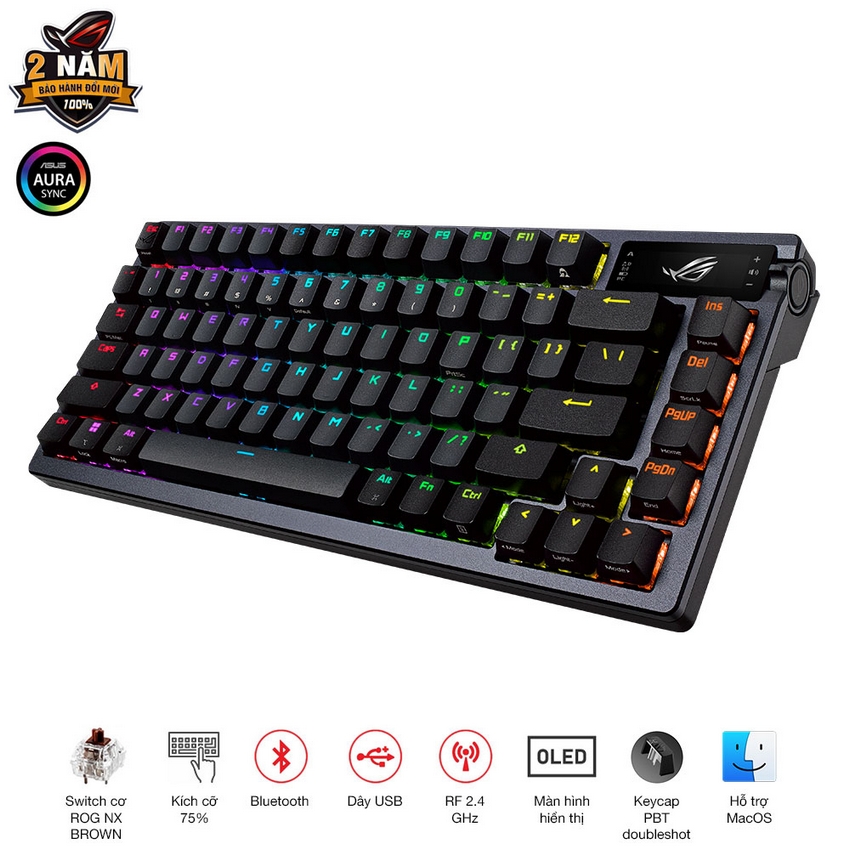B&agrave;n ph&iacute;m cơ Asus ROG Azoth Wireless NX Brown switch