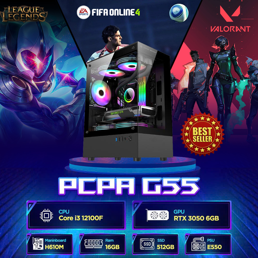 M&aacute;y t&iacute;nh PCPA G55 (I3 12100F/16GB/RTX 3050/550W)