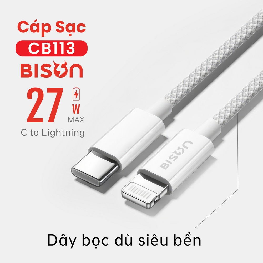 Cáp Bison Type C - lightning 1.2m CB113