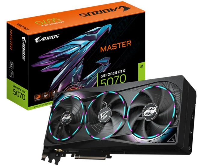 Card đồ họa Gigabyte AORUS GeForce RTX 5070 MASTER 12G GDDR7 (N5070AORUS M-12GD)