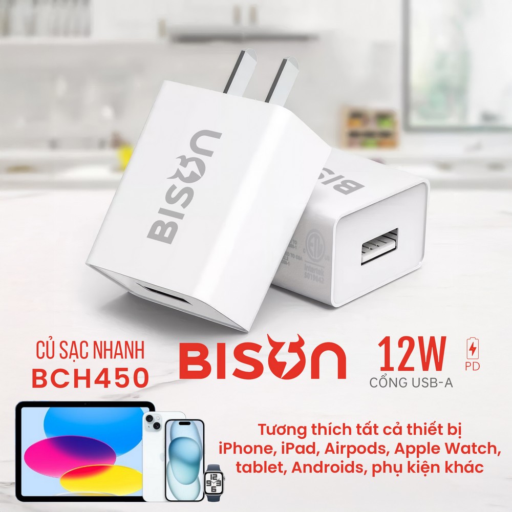 Củ sạc Bison USB 12W BCH450