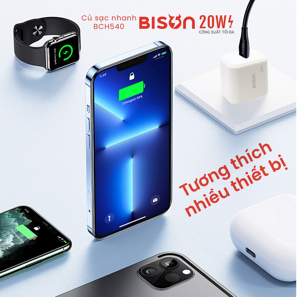 Củ sạc Bison Type C PD 20W BCH540