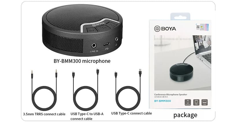 Microphone thu âm hội nghị có dây Boya BY-BMM300 (kèm loa) 