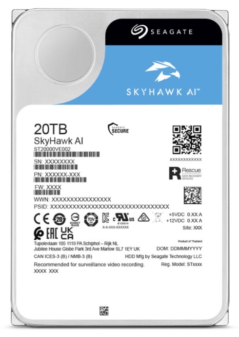Ổ cứng camera Seagate Skyhawk AI 20TB ST20000VE003 (3.5Inch/ 7200rpm/ Cache 256MB/ SATA3) 