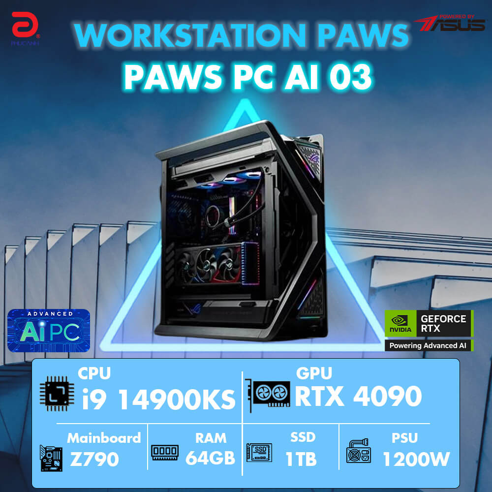 Máy trạm Workstation PAWS AI 03-I9KS/64GB/RTX4090