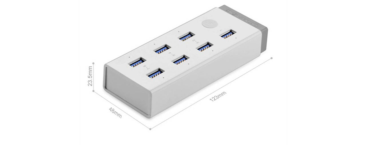 Bộ chia USB Ugreen 20296 1 ra 7 cổng USB 3.0 (nguồn 12V/2A kèm sạc Mac, máy tính bảng, điện thoại) (ID: 59989)