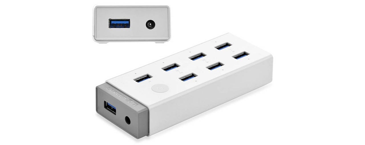 Bộ chia USB Ugreen 20296 1 ra 7 cổng USB 3.0 (nguồn 12V/2A kèm sạc Mac, máy tính bảng, điện thoại) (ID: 59989)