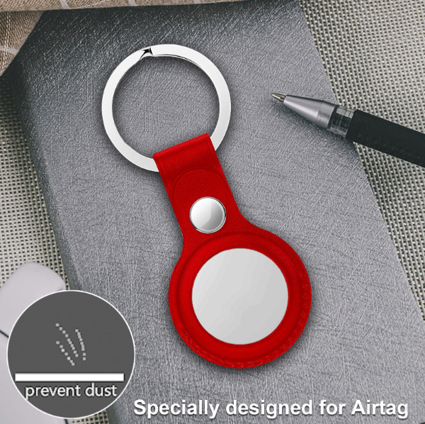 Dây đeo Apple AirTag Leather Key Ring -Red