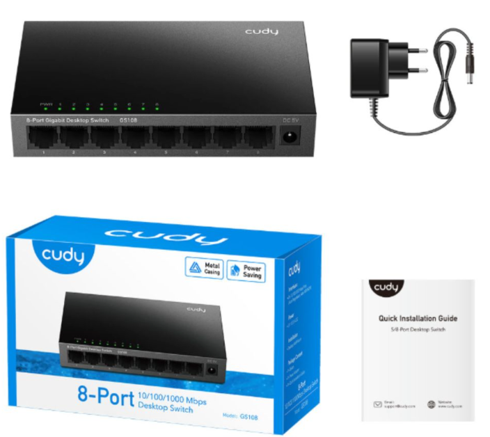 Switch Cudy GS108 (Gigabit 1000Mbps/ 8 Cổng/ Vỏ kim loại) 