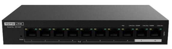 Switch Totolink SW1008P (10/100Mbps/ 10 Cổng/ 2 cổng Gigabit/ 8 cổng PoE/ Vỏ kim loại) (