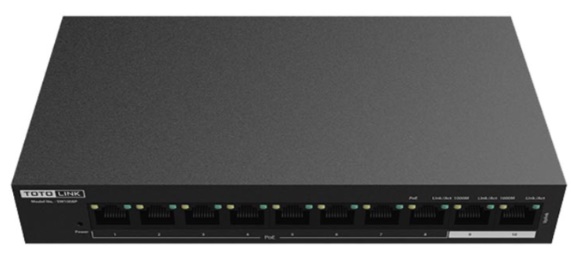 Switch Totolink SW1008P (10/100Mbps/ 10 Cổng/ 2 cổng Gigabit/ 8 cổng PoE/ Vỏ kim loại) (