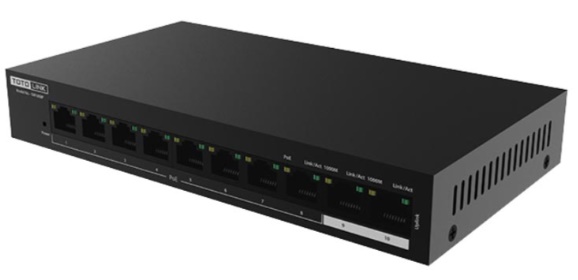 Switch Totolink SW1008P (10/100Mbps/ 10 Cổng/ 2 cổng Gigabit/ 8 cổng PoE/ Vỏ kim loại) (