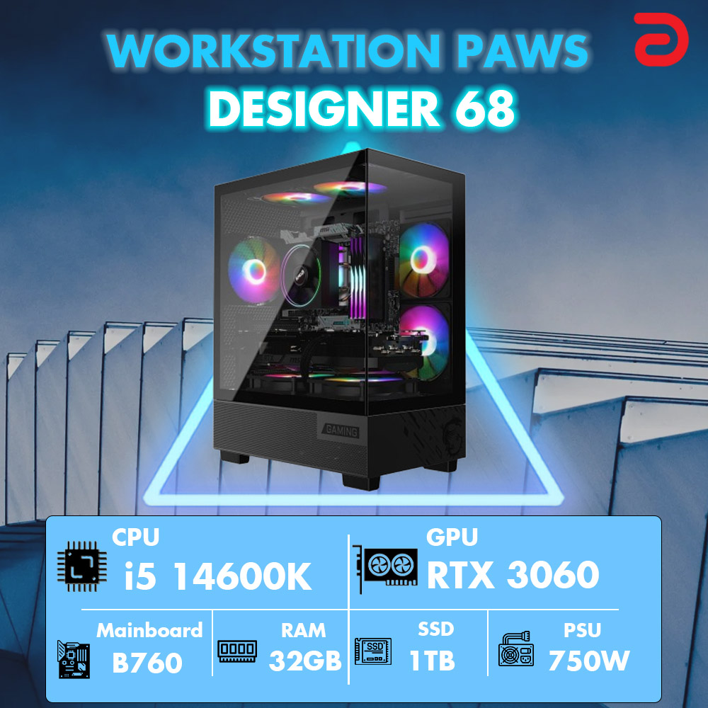 M&aacute;y t&iacute;nh PAWS DESIGNER 68 (Core i5 14600K/B760/32GB/RTX 3060 12Gb)