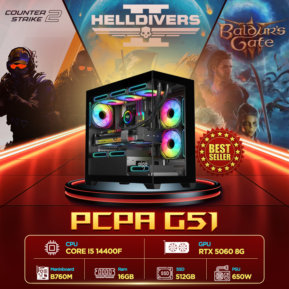 M&aacute;y t&iacute;nh PCPA G51 (i5 14400F/ 16GB/ 512GB SSD/RTX 5060 8Gb/650W)