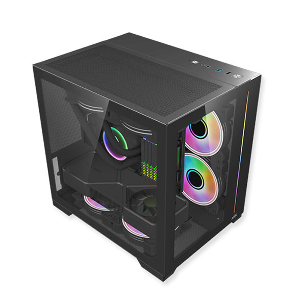 Vỏ m&aacute;y t&iacute;nh MIK LV12 MINI ELITE - Black (Mini Tower/ M-ATX/ Đen)