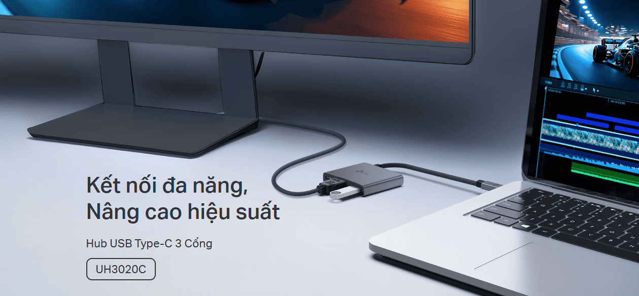 Bộ Chuyển TP-Link UH3020C – Giải Pháp Kết Nối Hoàn Hảo 3 Trong 1 Qua USB-C