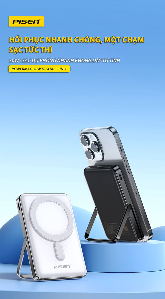 Pin sạc dự phòng không dây Pisen 10.000 mAh QUICK - POWERMag Digital TP-D080