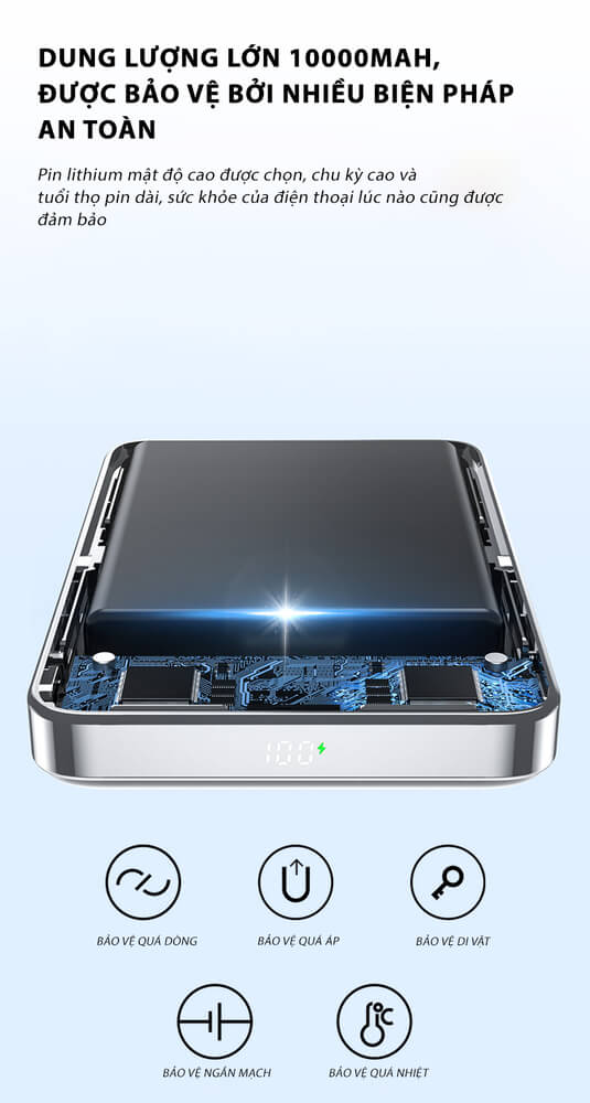 Pin sạc dự phòng không dây Pisen 10.000 mAh QUICK - POWERMag Digital TP-D080