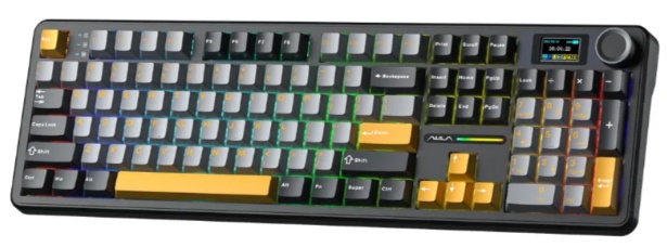 Bàn phím cơ Aula 3 MODE F108 PRO Đen + xám + vàng Reaper switch
