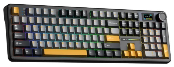 Bàn phím cơ Aula 3 MODE F108 PRO Đen + xám + vàng Reaper switch