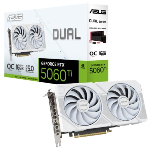 Card đồ họa Asus Dual GeForce RTX 5060 Ti 16GB GDDR7 White OC Edition