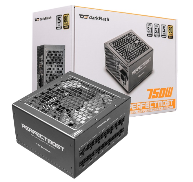 Nguồn máy tính DarkFlash PMT 750-750W GOLD ATX 3.1, PCIe 5.1 (80 Plus Gold/ Full-Modular)