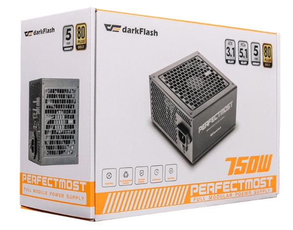 Nguồn máy tính DarkFlash PMT 750-750W GOLD ATX 3.1, PCIe 5.1 (80 Plus Gold/ Full-Modular)