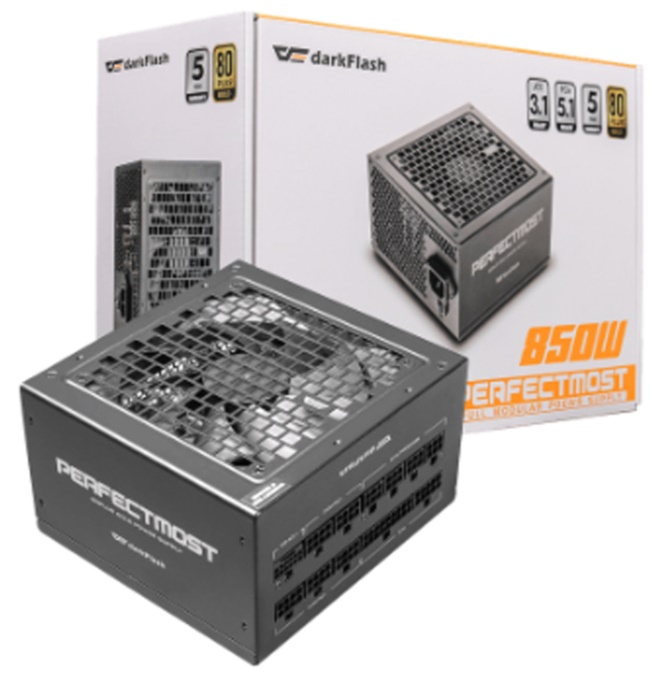Nguồn máy tính DarkFlash PMT 850-850W GOLD ATX 3.1, PCIe 5.1 (80 Plus Gold/ Full-Modular) 