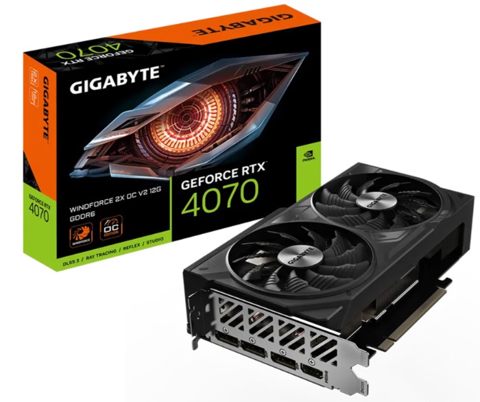 Card đồ họa Gigabyte GeForce RTX 4070 WINDFORCE 2X OC V2 (12GB/ GDDR6/ 192 bit) 