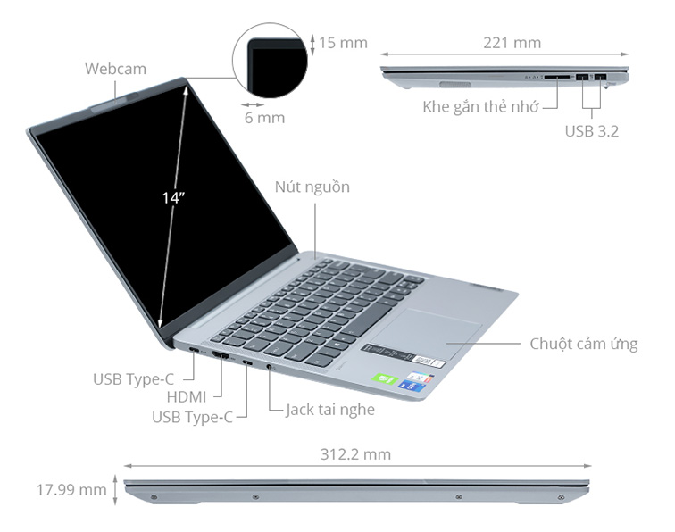 Laptop Lenovo Ideapad 5 Pro 14ITL6 82L300KSVN