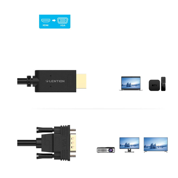 C&aacute;p chuyển Lention HV-1M HDMI sang VGA d&agrave;i 1m