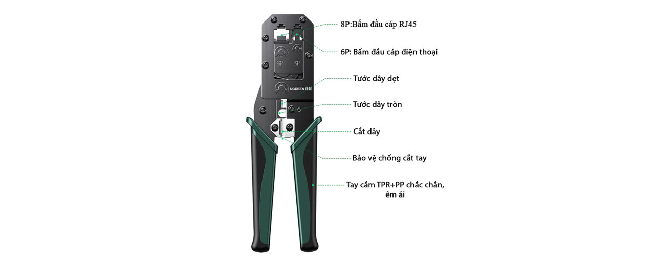 Kìm bấm mạng Ugreen 70683 RJ45-RJ11 (ID: 49662)