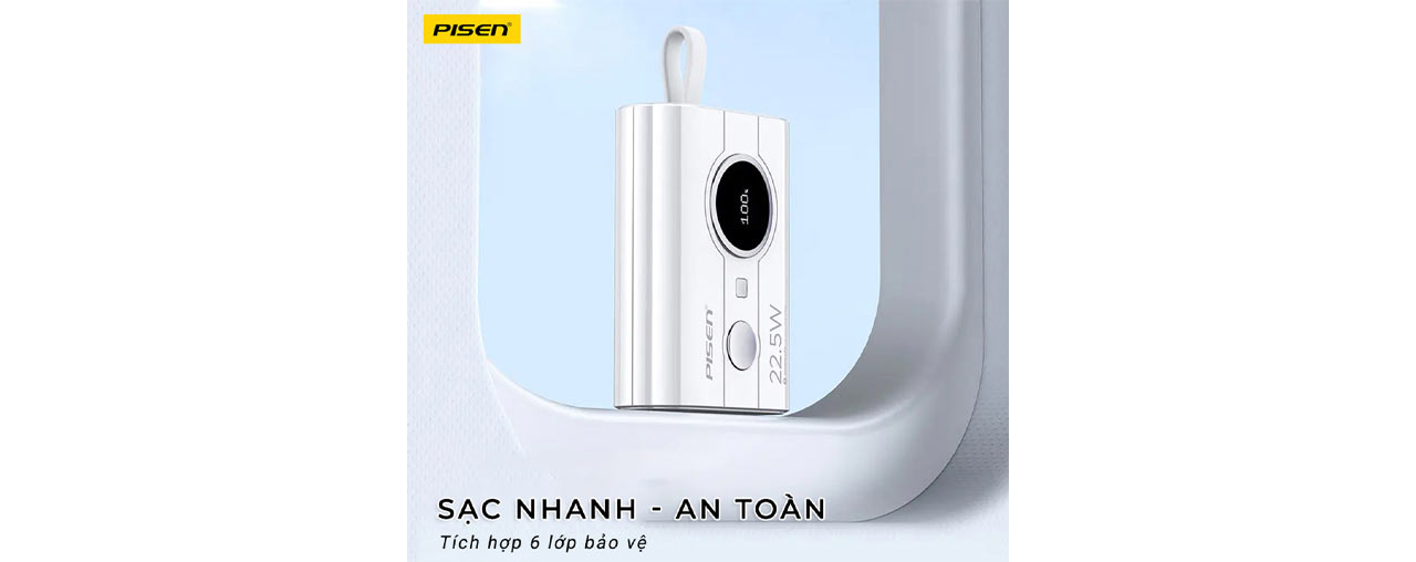 Pin sạc dự phòng Pisen 10.000 mAh TP-D29 22.5W Màu trắng (ID: 58765)