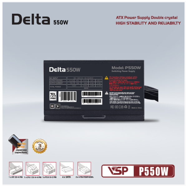 Nguồn máy tính VSP DELTA P550W
