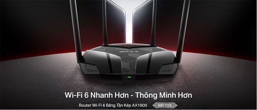 Bộ ph&aacute;t wifi 6 Mercusys MR70X (Chuẩn AX/ AX1500Mbps/ 4 Ăng-ten ngo&agrave;i/ 35 User)