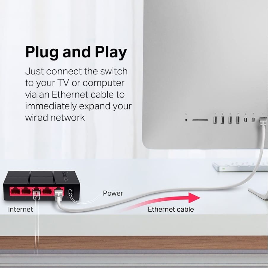 Switch Mercusys MS105G (Gigabit 1000Mbps/ 5 Cổng/ Vỏ Nhựa)