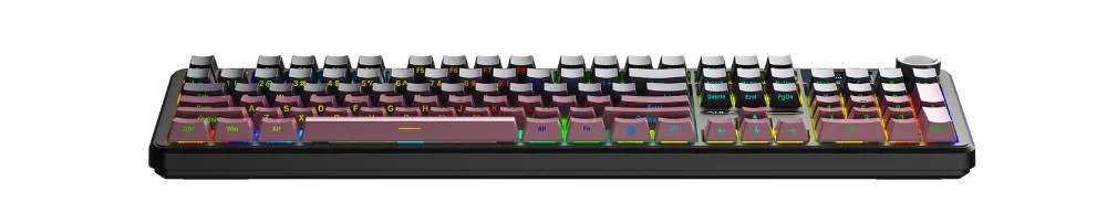B&agrave;n ph&iacute;m cơ Aula 3 MODE F108 PRO Đen + hồng gradient Grey Wood V3 switch