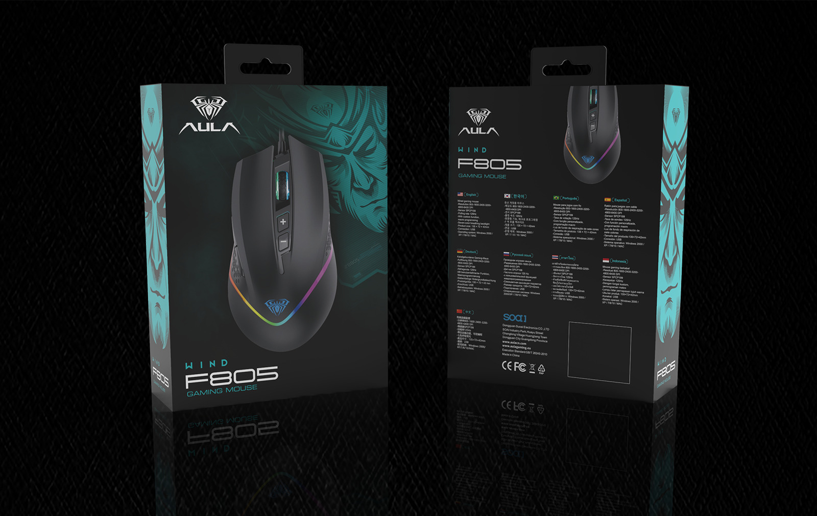 Chuột gaming AULA F805 Black (LED RGB)