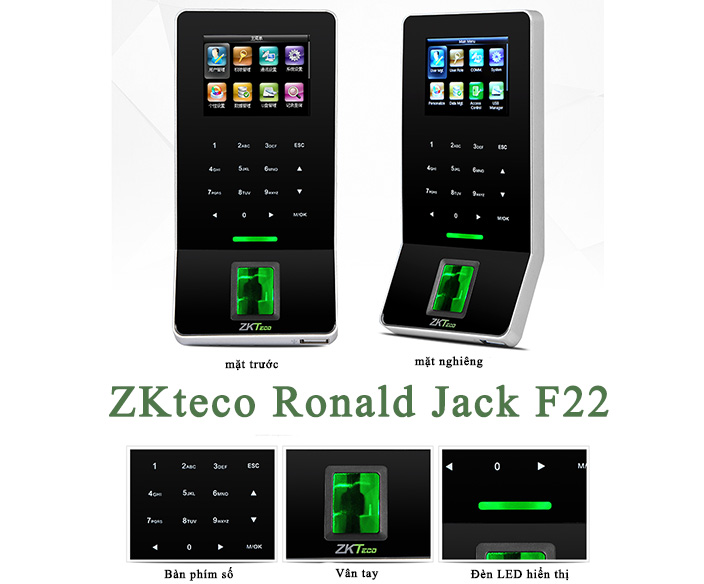Máy chấm công vân tay thẻ wifi ZKteco / Ronald Jack F22