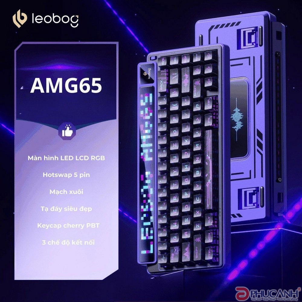 Bàn phím cơ LEOBOG 3 Mode AMG65 Tím đen Jadeite switch