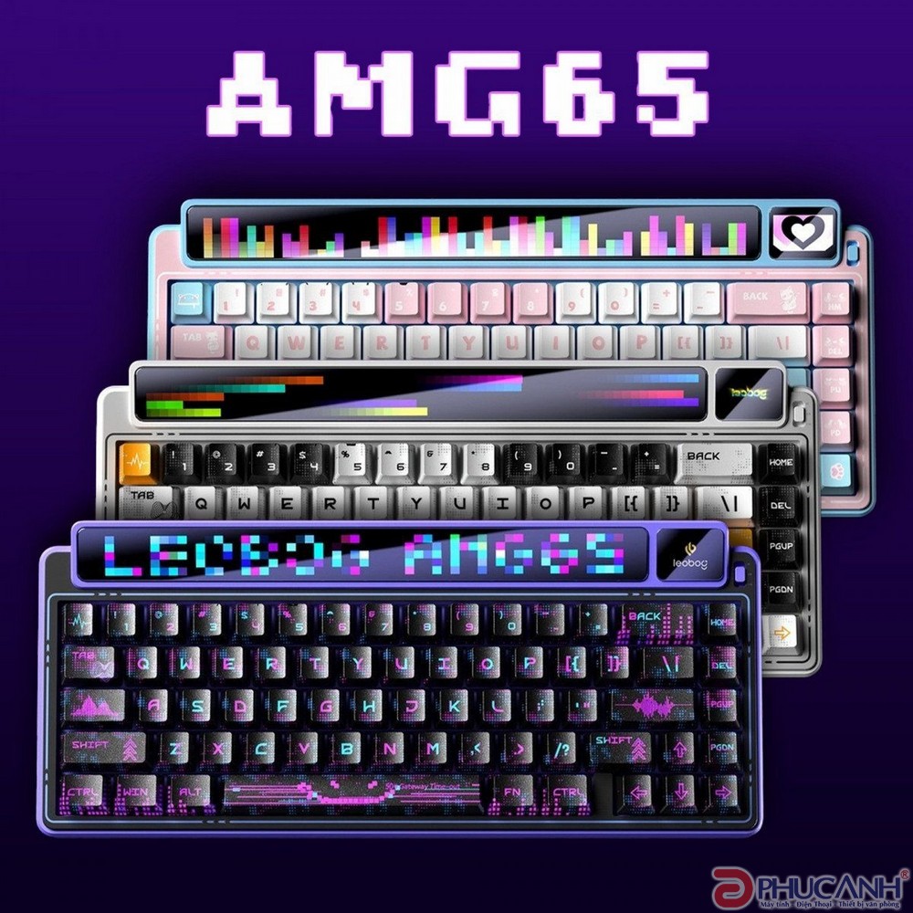 Bàn phím cơ LEOBOG 3 Mode AMG65 Tím đen Jadeite switch