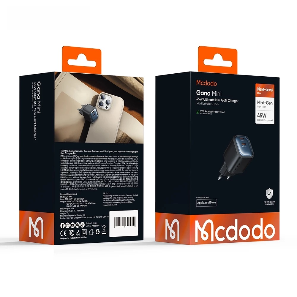 Củ sạc Mcdodo 2 cổng type C 45W CH-1000