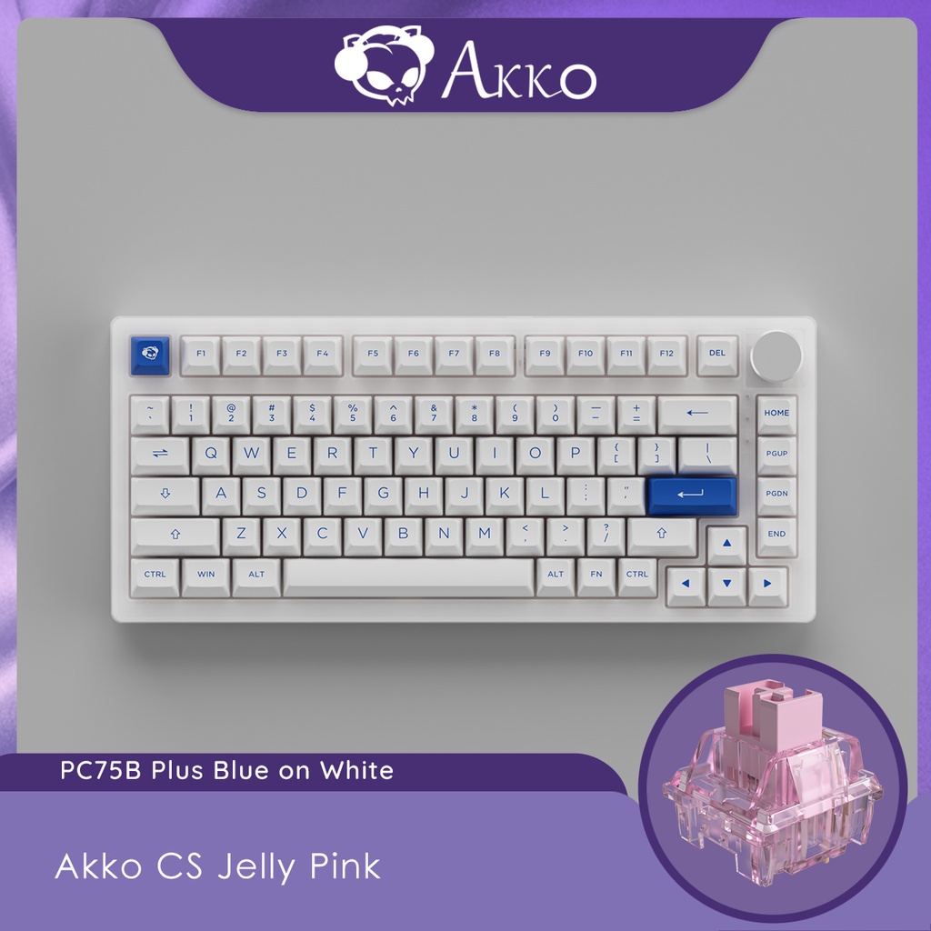 Bàn phím cơ AKKO PC75B Plus Blue on White Wireless Akko CS Jelly Pink switch