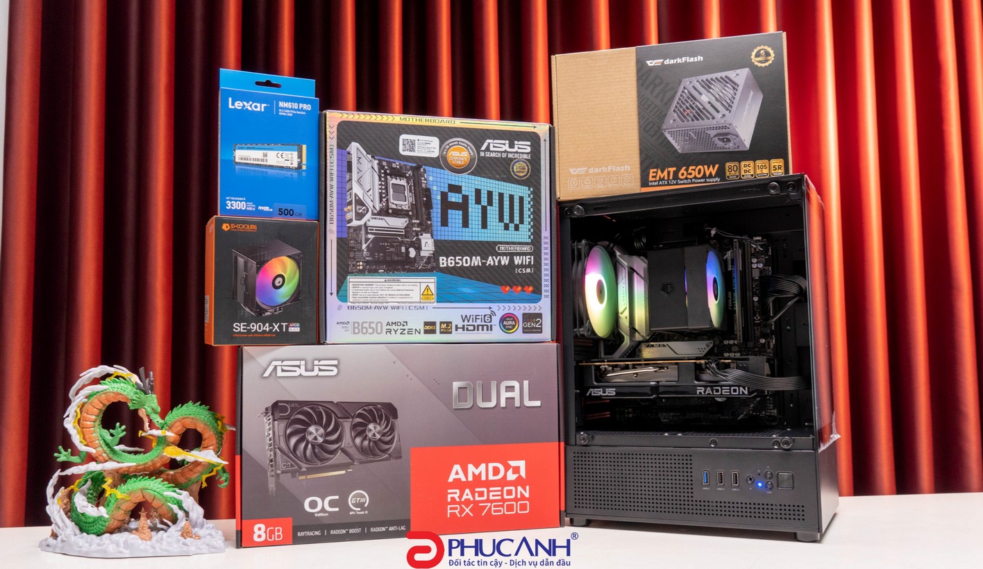 M&aacute;y t&iacute;nh PCPA AMD G5 (R5 7500F/16GB/RX 7600 8G/650W)