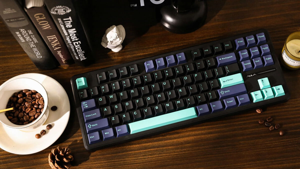 Bàn Phím Cơ Aula F87 xanh cổ vịt Greywood V4 switch